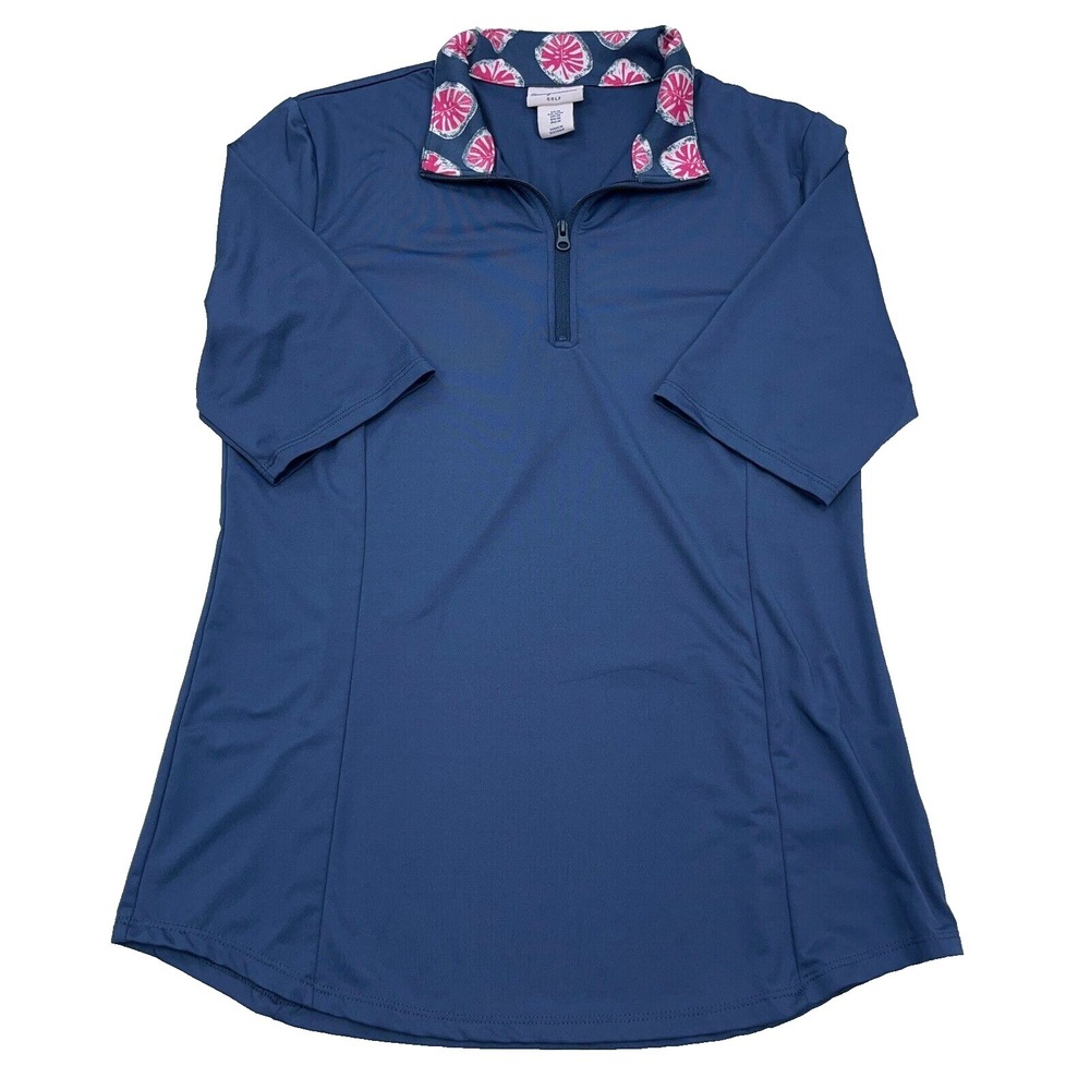 Tommy Bahama Polo Shirt Women Medium Blue Quarter Zip Performance Golfβ Pullover